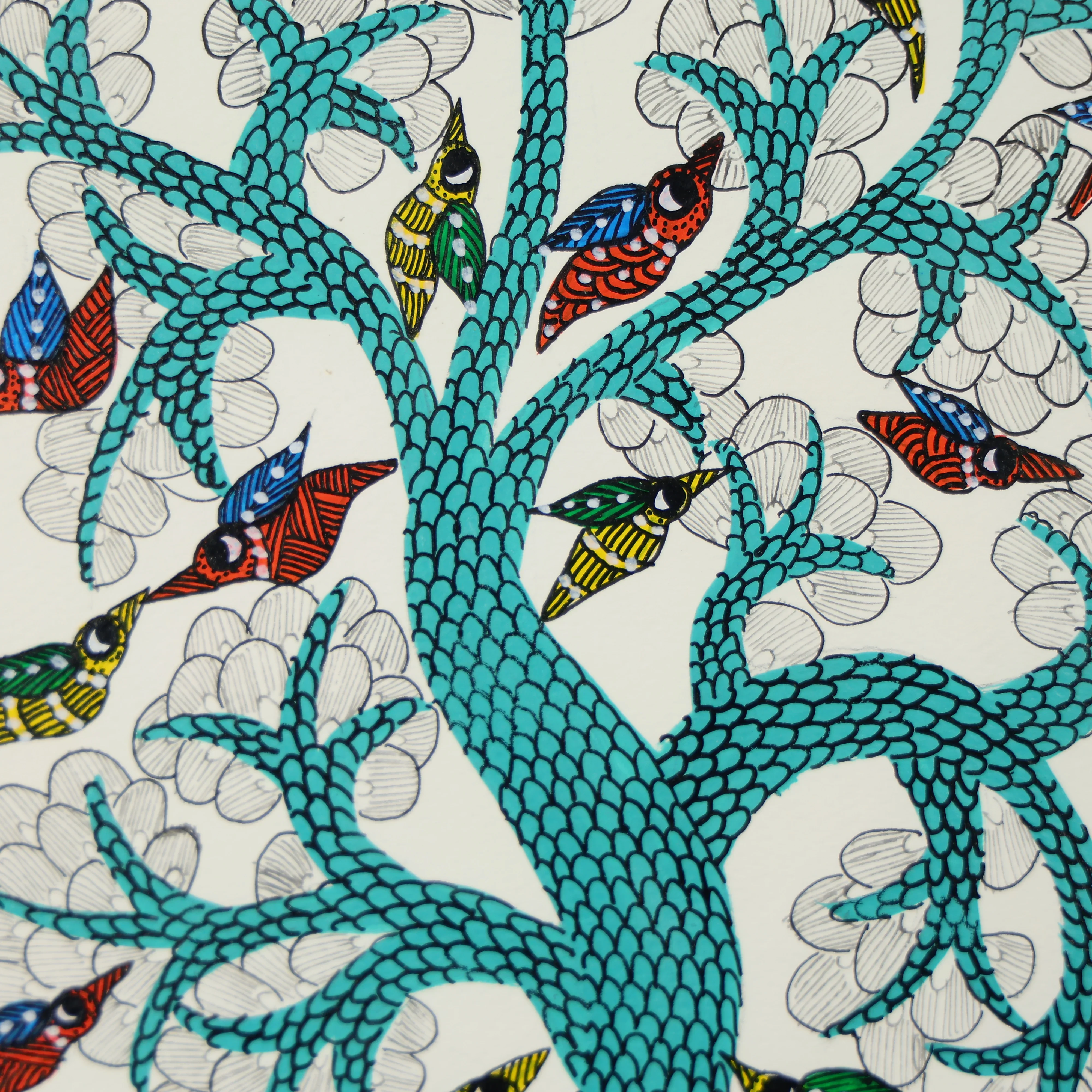 Traditional Wall Art Of Flock Of Birds On A Tree - Image 5