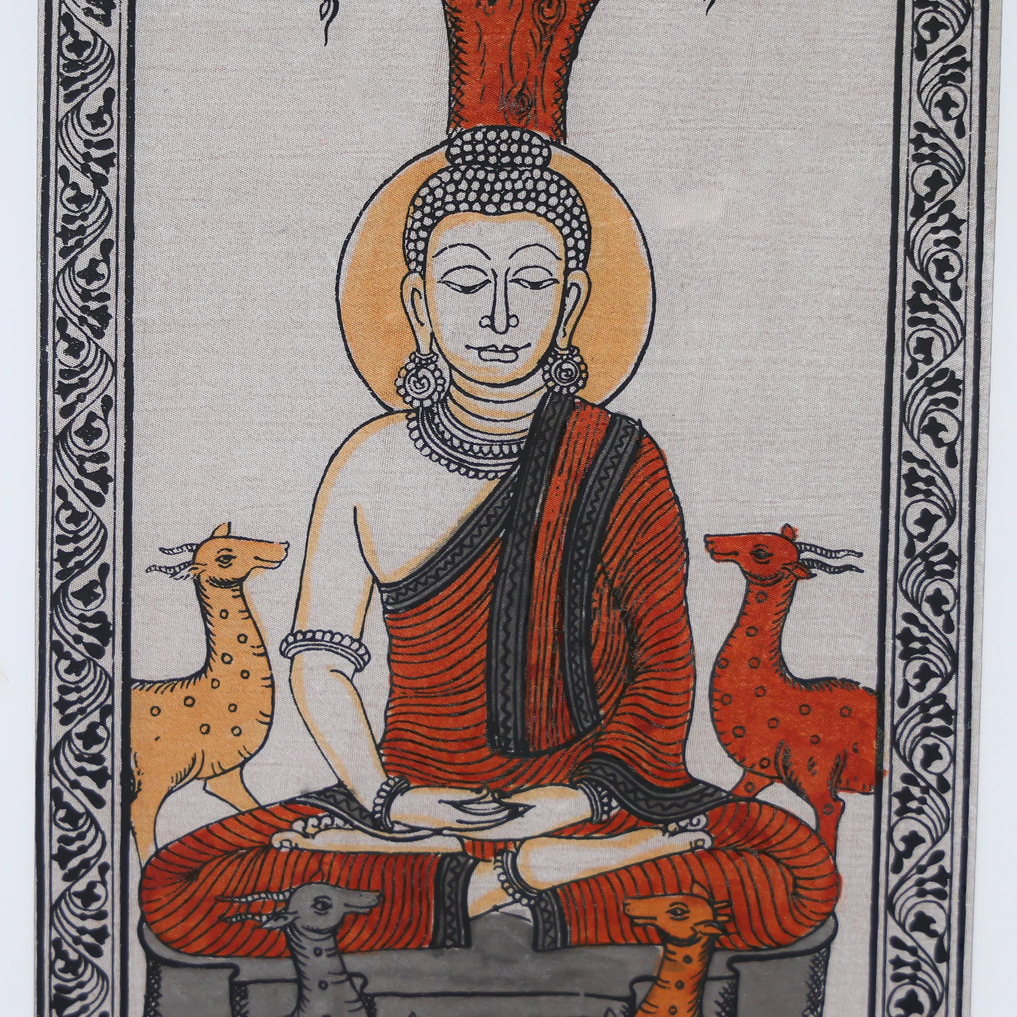 Tranquil Buddha With Tree and Animals Hand-Painted Wall Art - Image 3