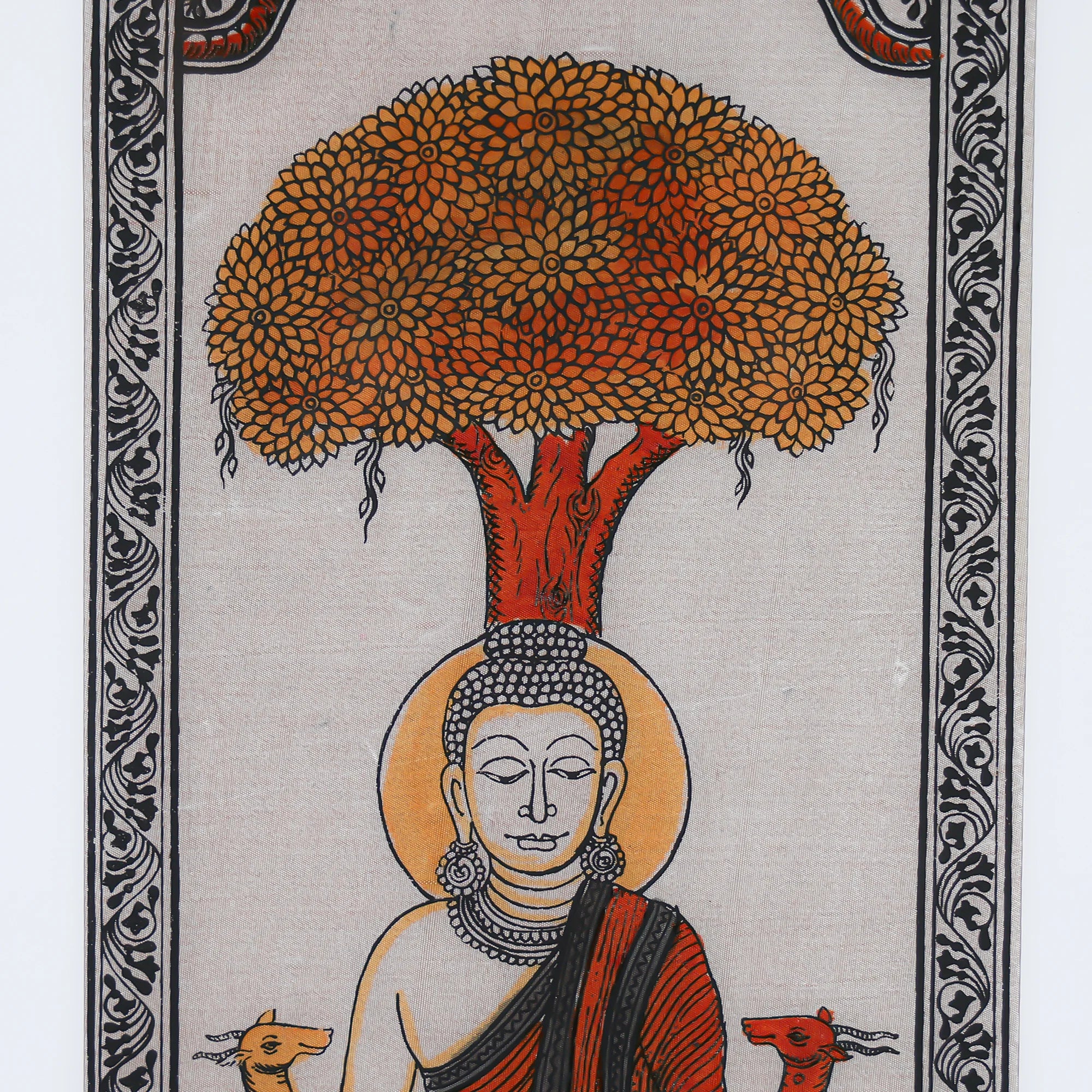 Tranquil Buddha With Tree and Animals Hand-Painted Wall Art - Image 4