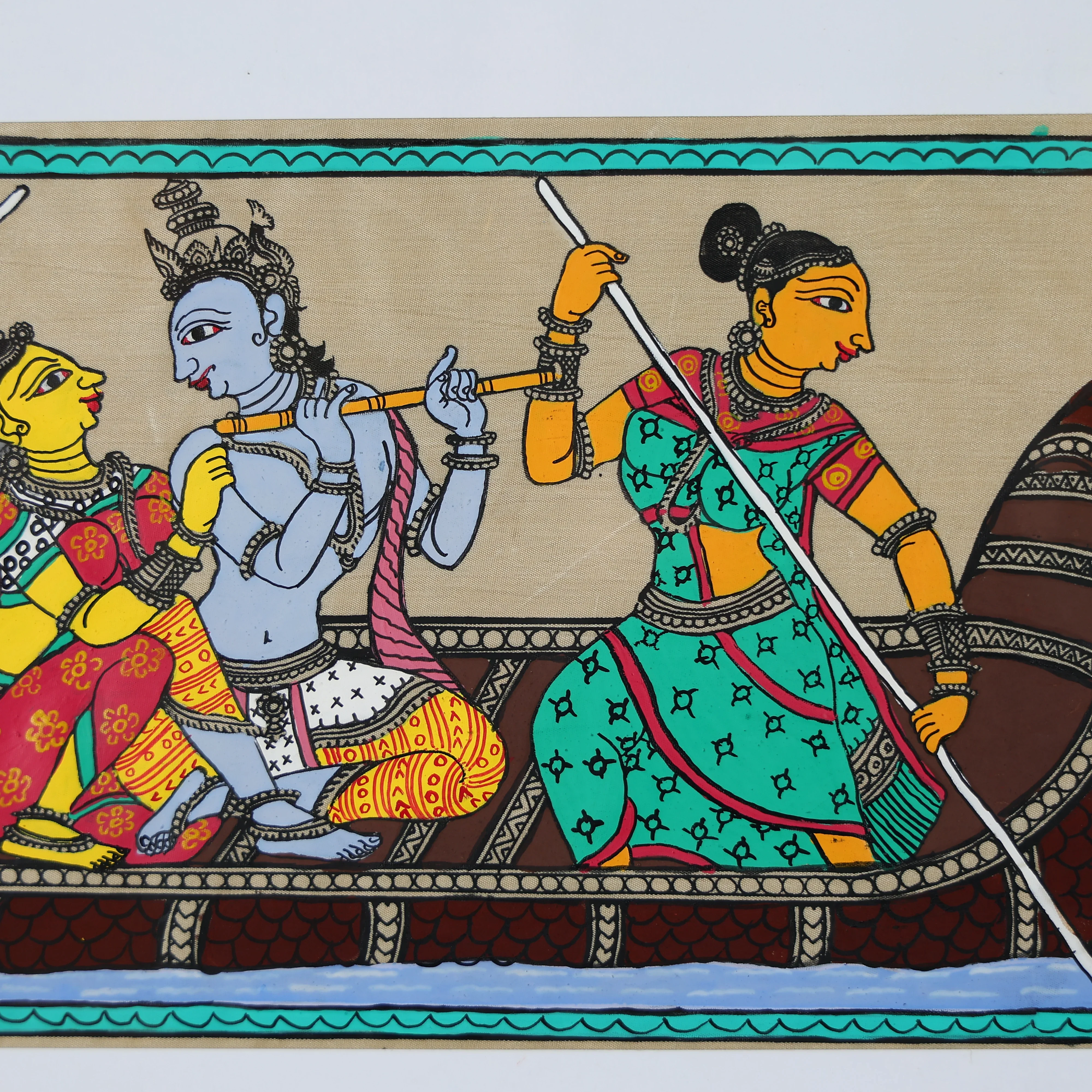 Wall Painting Of Lord Krishna And His Companions On A Boat - Image 4