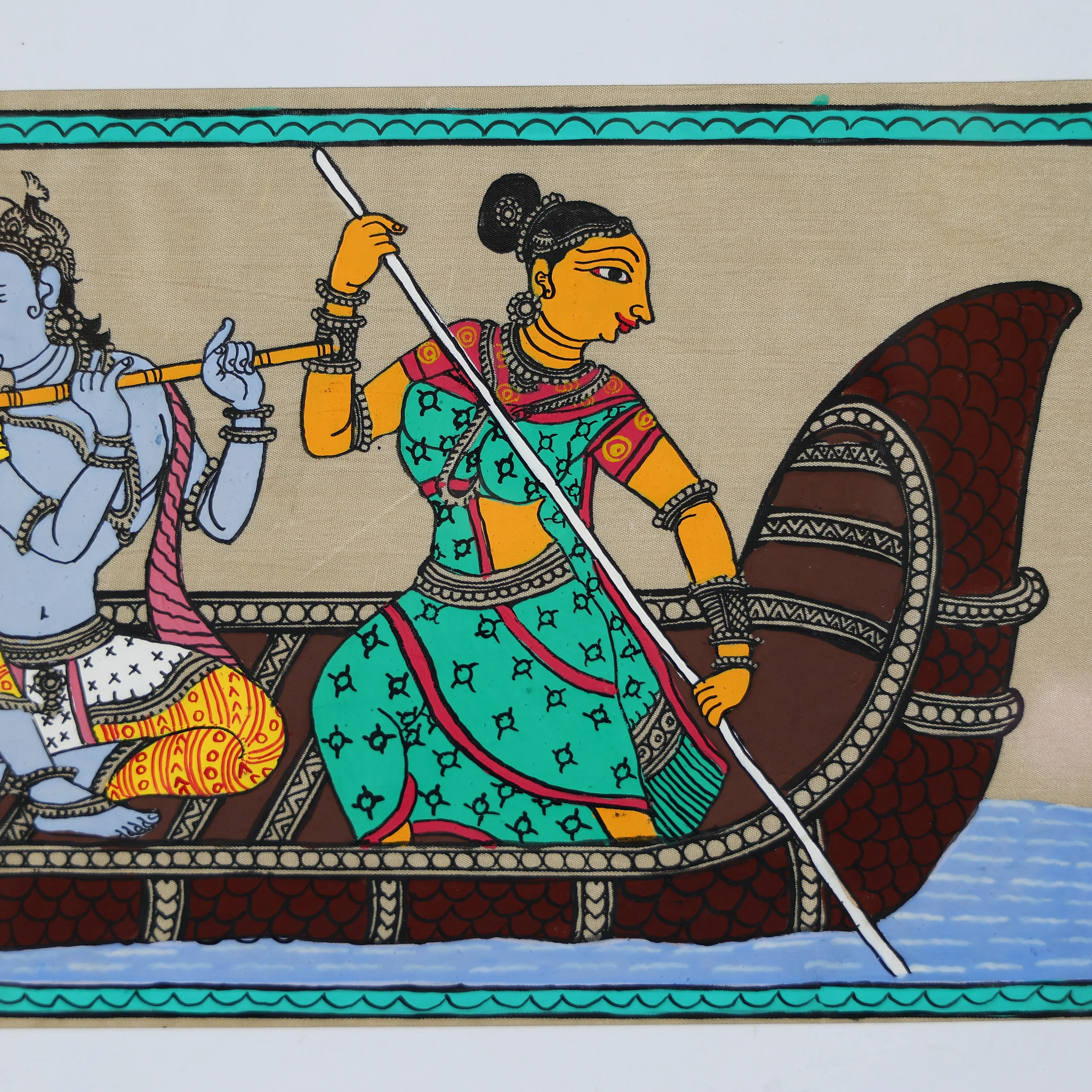 Wall Painting Of Lord Krishna And His Companions On A Boat - Image 5