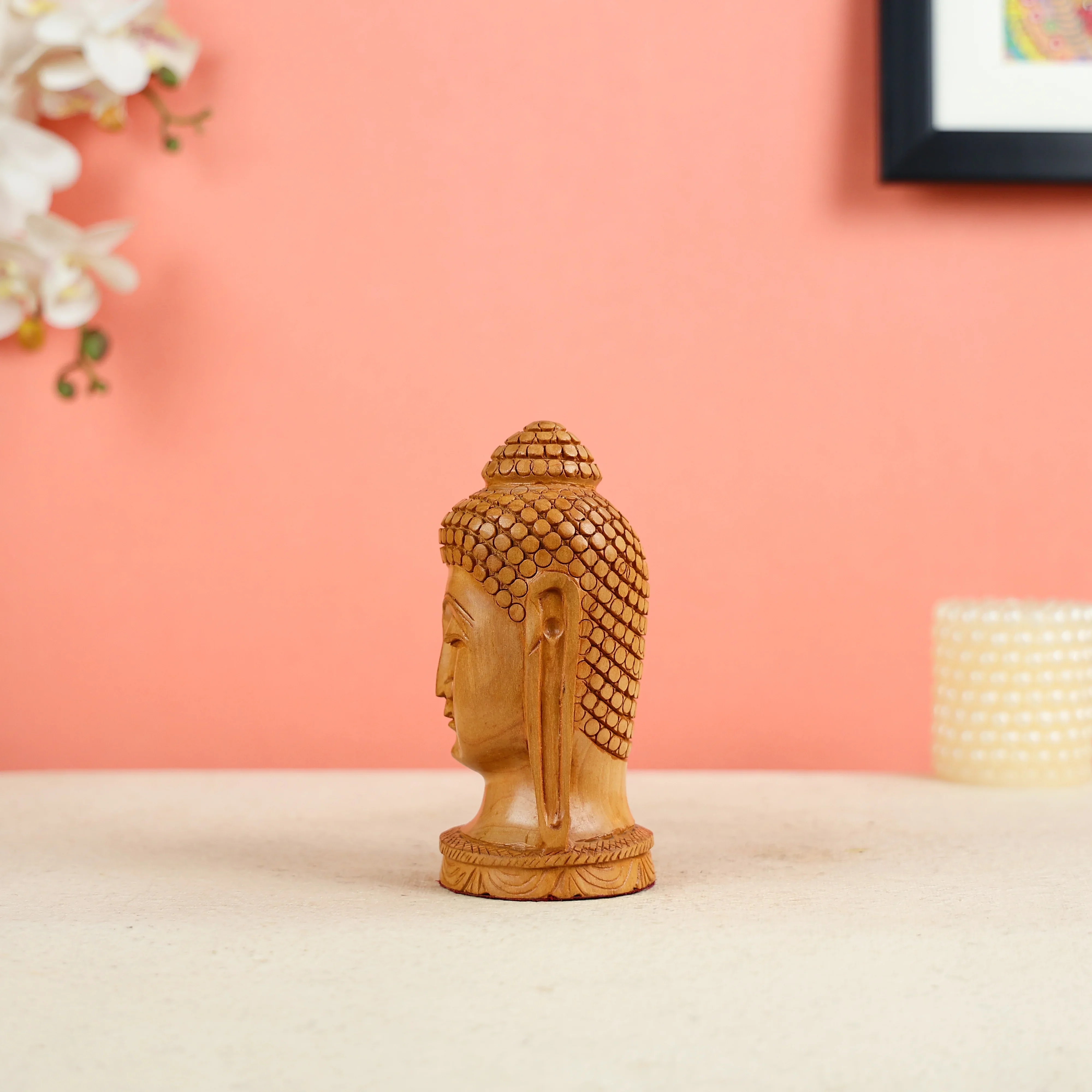 Wooden Buddha Head Statue - Image 2
