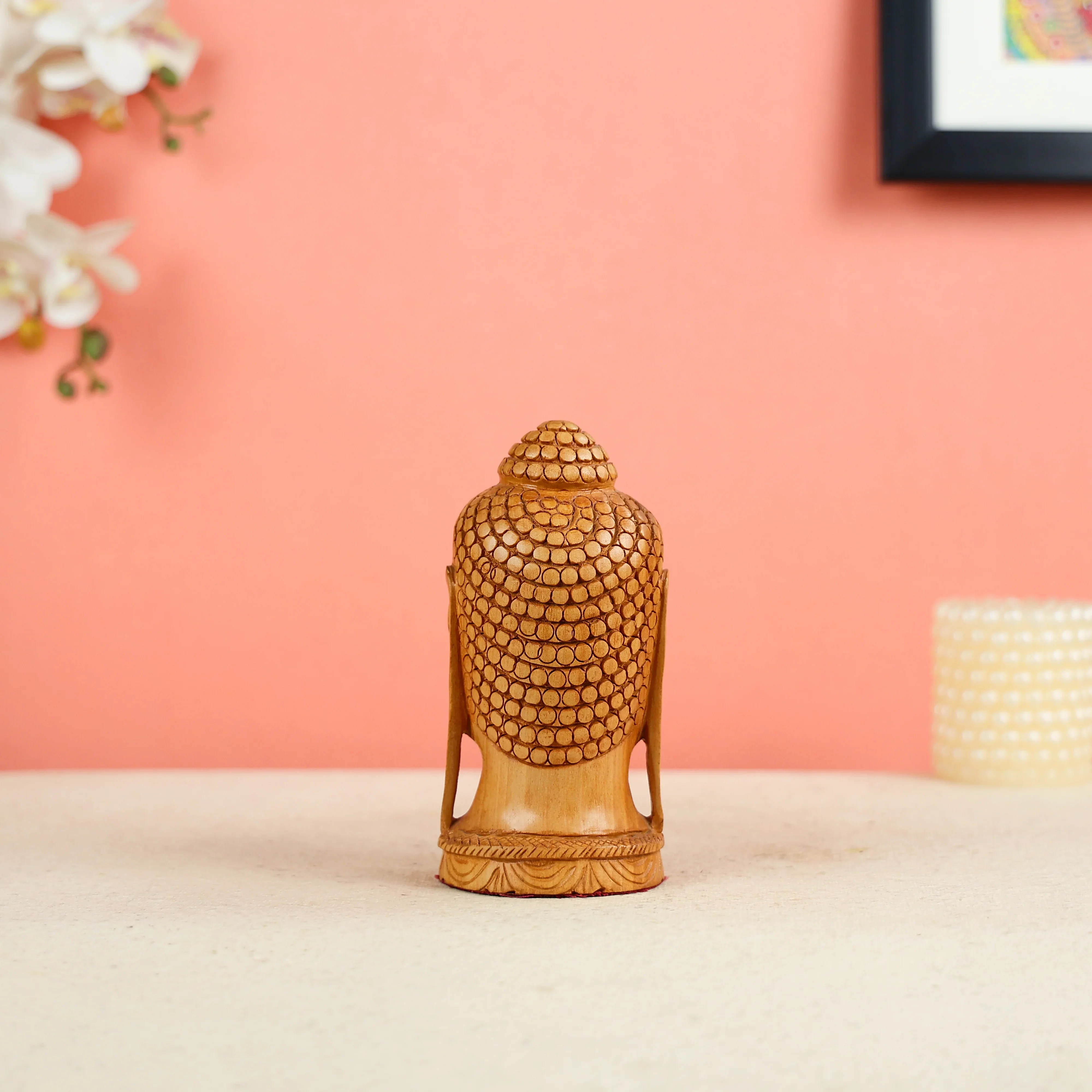 Wooden Buddha Head Statue - Image 3