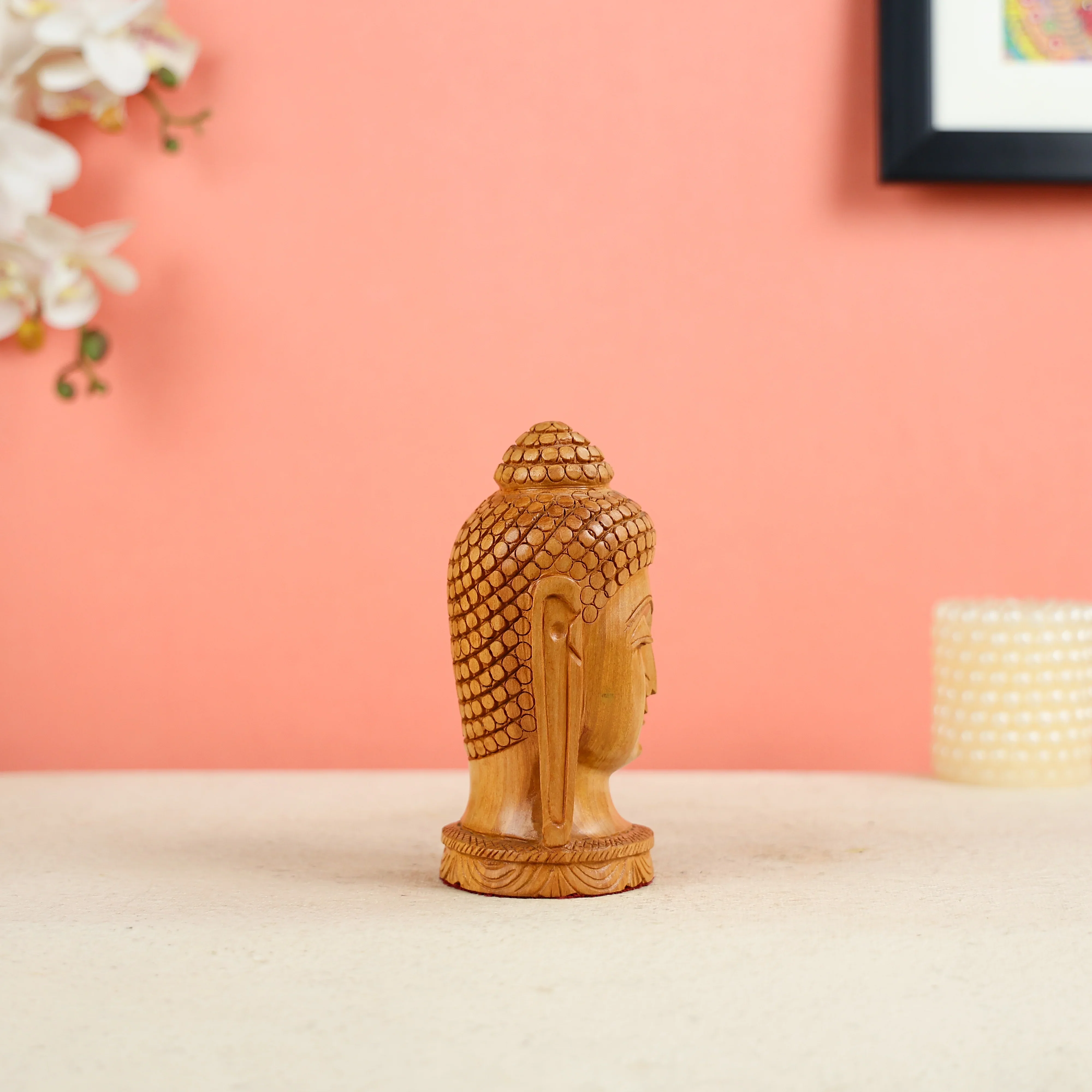 Wooden Buddha Head Statue - Image 4