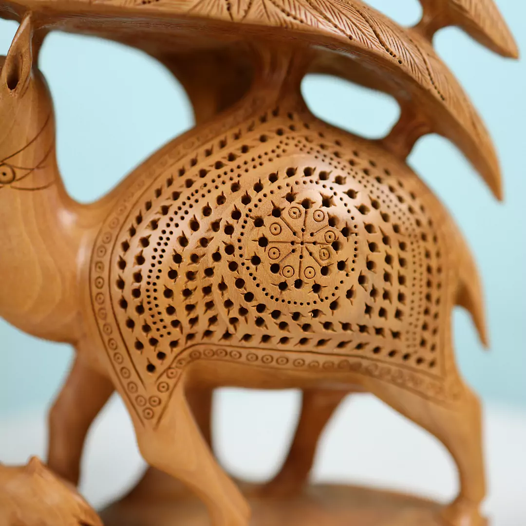 Kadam Wood Carved Creatures In Harmony With Nature - Image 3