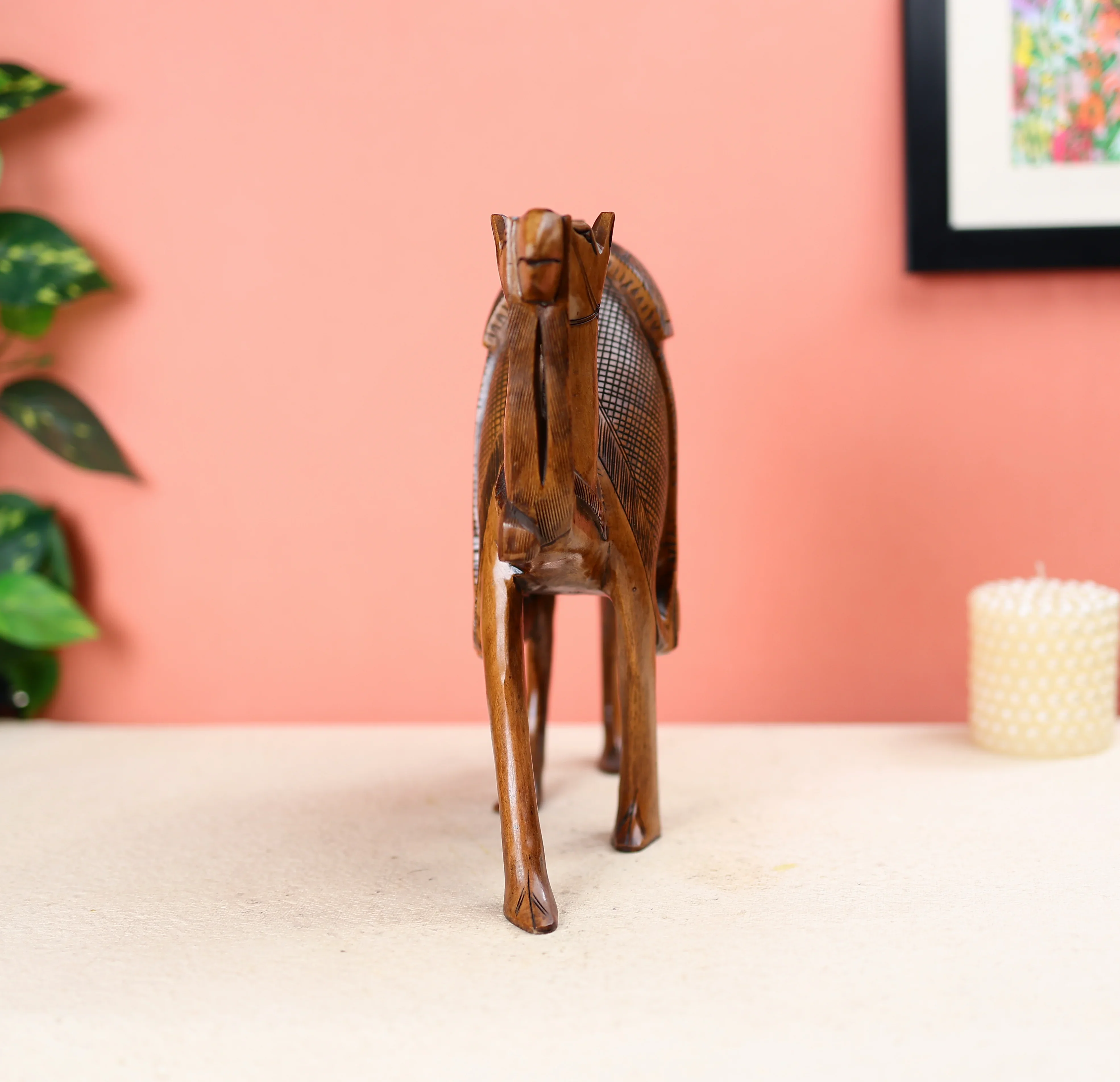10" Kadam Wood Carved Antique Finished Camel Table Decor - Image 5