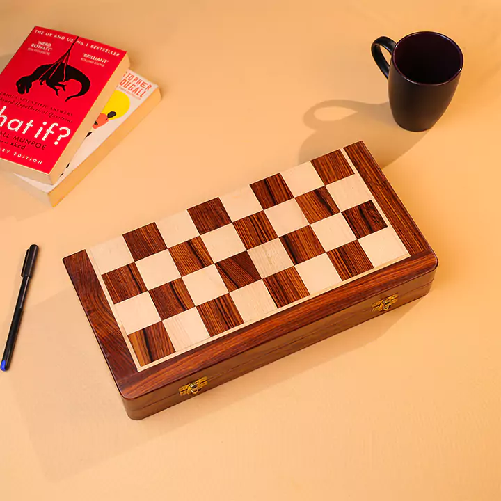 Wooden Folding & Magnetic Chess Set With In Built Chess Pieces Storage - Image 5