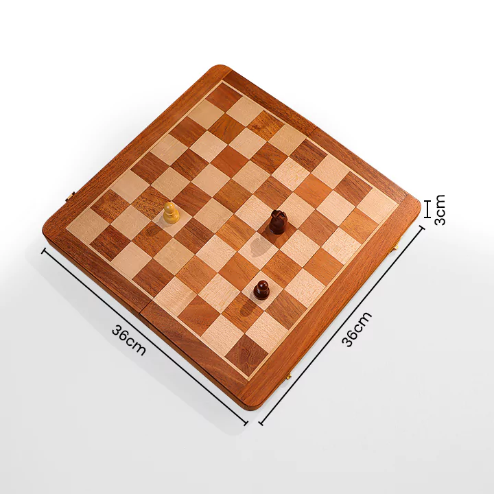 Wooden Folding & Magnetic Chess Set With In Built Chess Pieces Storage - Image 7
