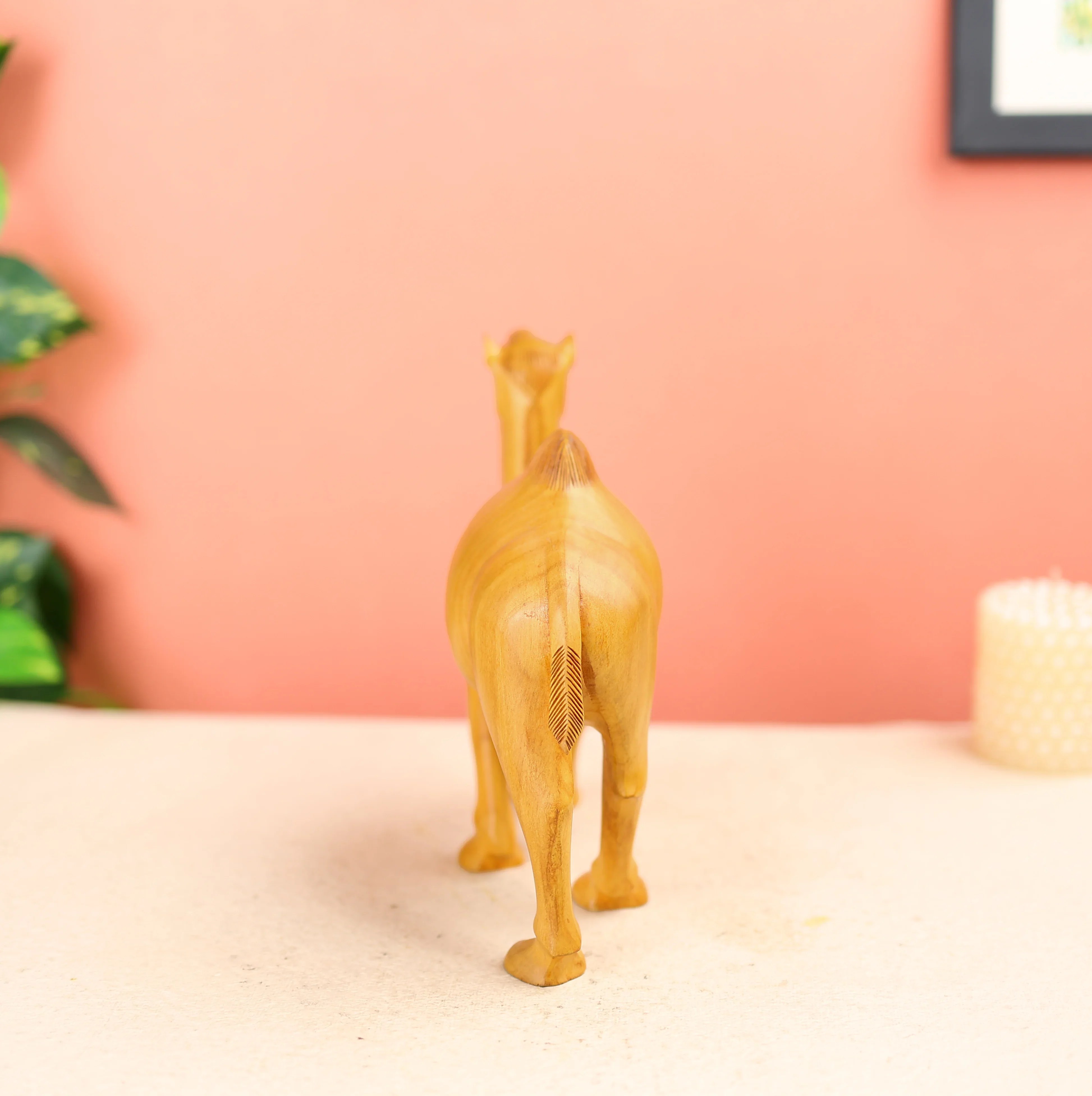 8" Kadam Wood Carved Camel Table Decor - Image 2