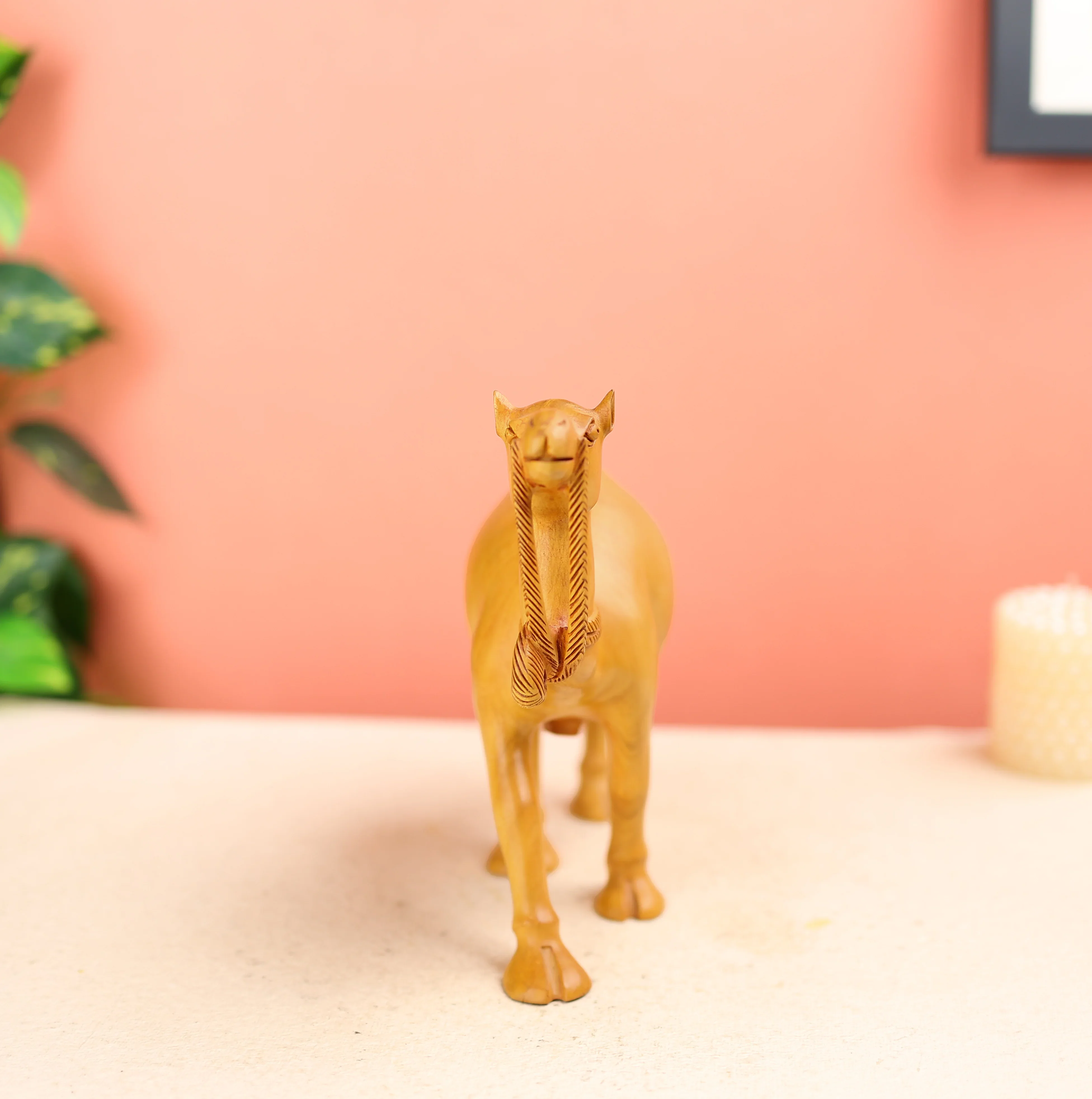8" Kadam Wood Carved Camel Table Decor - Image 4