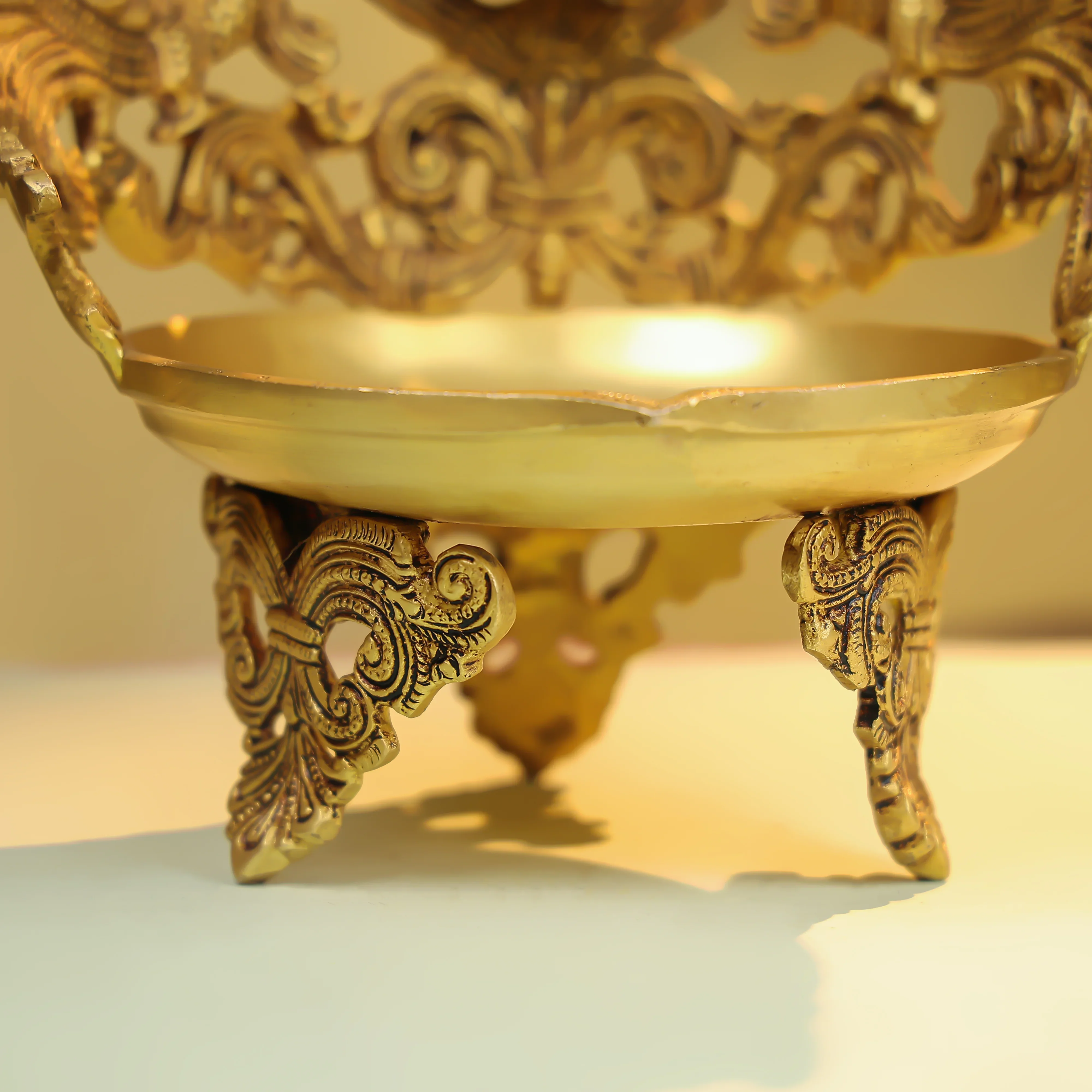 6" Brass Designer Diya - Large - Image 4